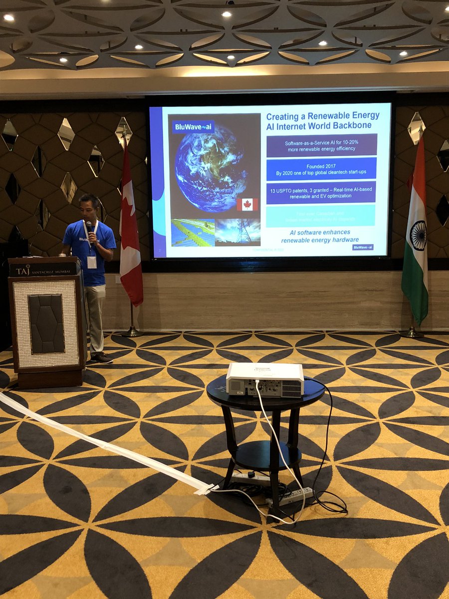 RayomandD1's tweet photo. Hubert Sugeng, Director - Engineering, Bluwave AI, addressing Indian companies and Canadian Delegation at Energy Storage and Renewable Energy Seminar, Taj Santacruz. @keithkan_TCS @DiedrahKelly @TradeTeamIndia @CanadainIndia @Mauricio_A_Ruiz https://t.co/cWOPwLO6u3