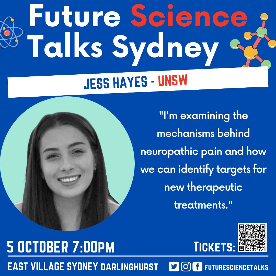 Come and hear <a href="/jesss_hayes/">Jess Hayes</a> from <a href="/UNSW/">UNSW</a> speak about new therapeutic treatments for neuropathic pain at the #FSTsydney talks at 7pm, 5 October at East Village Sydney (Darlinghurst) eventbrite.com.au/e/future-scien…