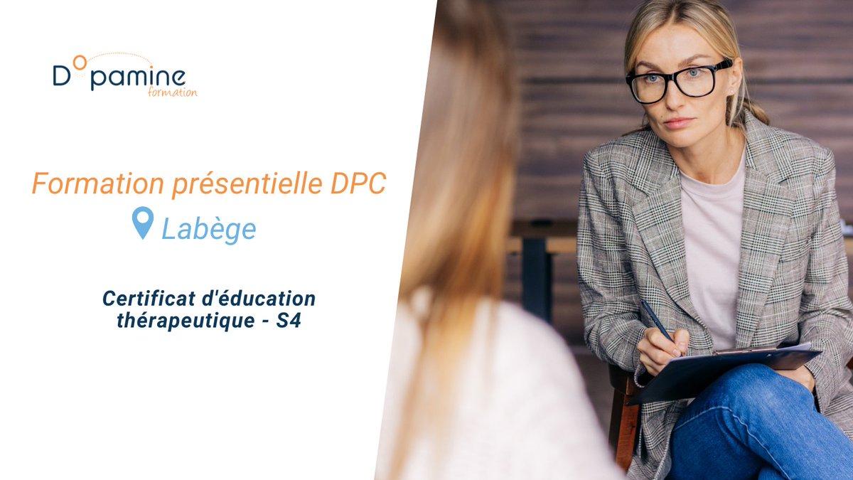 Dopamineform's tweet photo. Découvrez notre formation intersalariés :  Certificat d'éducation thérapeutique - S4 

👌 Identifiez les besoins en soins du malade et accompagnez le patient dans son projet thérapeutique 

📆 Dates : du 10 octobre au 24 novembre 

👌 Inscription : https://t.co/RfEc7K2Qkn https://t.co/T3lXi681dF