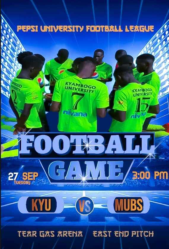 OfficialMubs's tweet photo. MUBS to face Kyambogo University in the Pepsi university football league. Best wishes to the Boys. https://t.co/t1Ky1GswKo