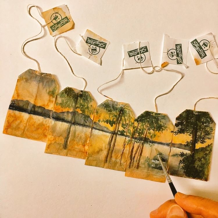 womensart1's tweet image. Ruby Silvious, artist known for using the tea bag as a medium to create a new work of art every day #WomensArt