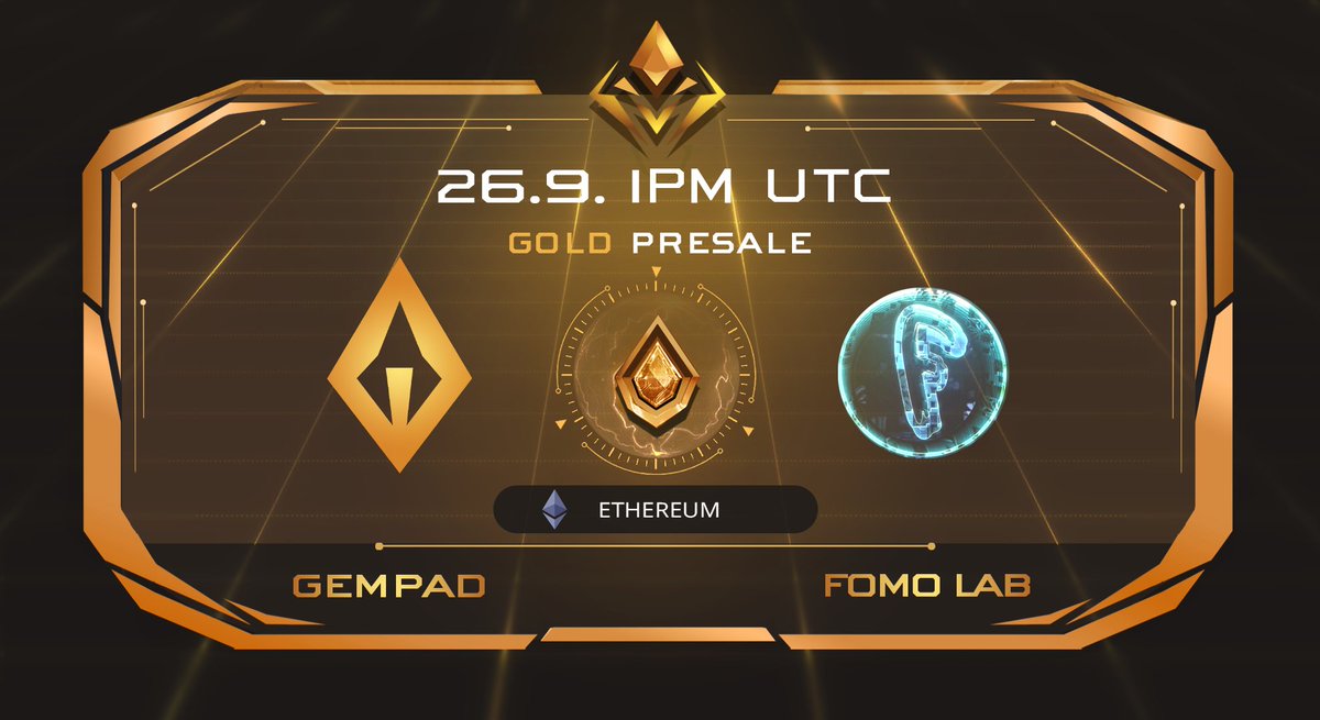 💎  FOMO LAB PRESALE ANNOUNCEMENT  💎

🟡 GOLD TIER 🟡

We're proud to announce the Ethereum presale for <a href="/fomo_lab/">FOMO Lab™ - Bringing NFTs to the masses🧑‍🚀</a>.
Their presale is taking place today at 1pm UTC! ⏰

✅ Presale link: gempad.app/presale/0x96cF…

#ETH #DeFi #Launchpad