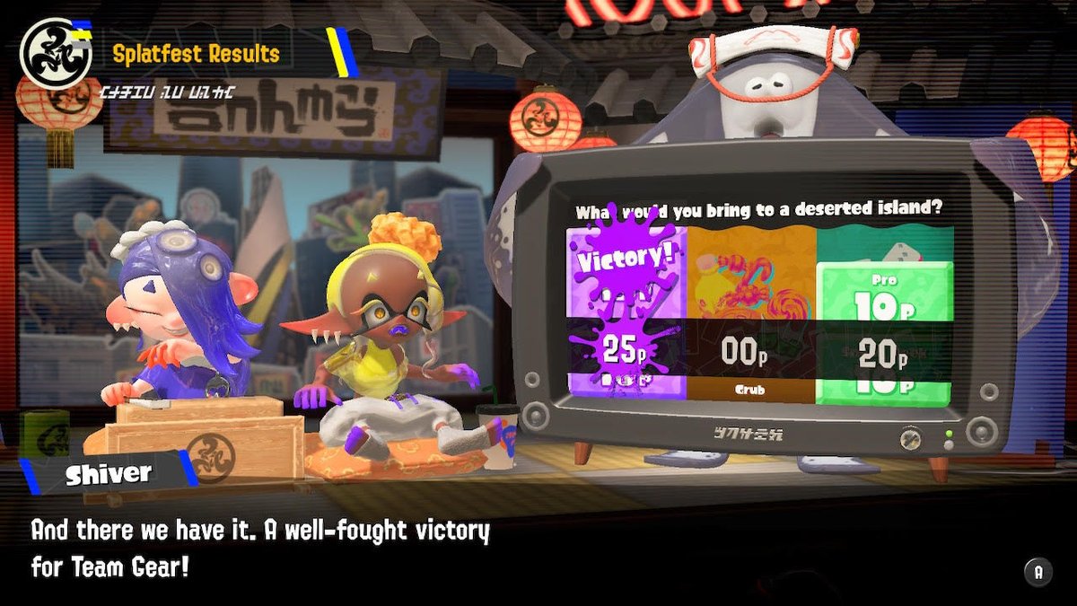 How can you lose when you’ve got all the tools you need to succeed? #TeamGear takes the deserted island Splatfest with a 25p win!

Big thanks to everyone who played, and we’ll see you at the next Splatfest!