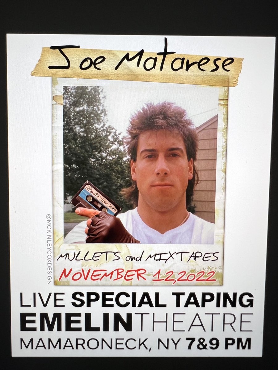 Sat Nov 12th @EmelinTheatre I’m filming my next and 3rd standup Special in #MamaroneckNY. Two shows 7pm and 9pm. For tickets go to Joematarese.com