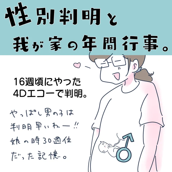 性別判明と今後の我が家の年間行事。

もう7ヶ月なのでちょっと前の話になりますが…( '∀`) 