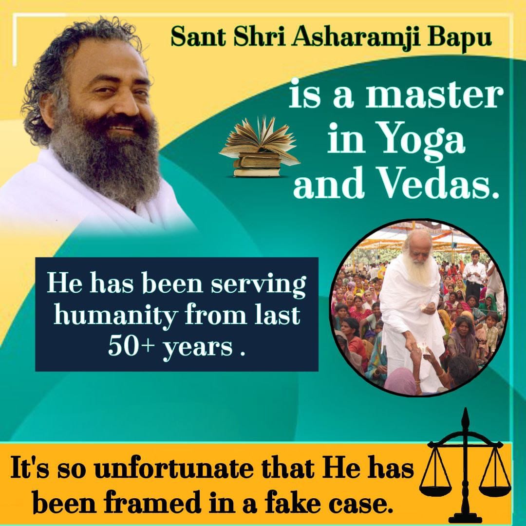 RupeshChhattan1's tweet photo. Sant Shri Asharamji Bapu के
Sabka Mangal Sabka Bhala उद्देश्य से संत समाज भलीभांति परिचित है इसलिये सर्वसम्मति से आपश्री को संत सभा का अध्यक्ष चुना गया था।
Divinity Personified
#LifeSketchOfAYogi https://t.co/TZWER3UJul