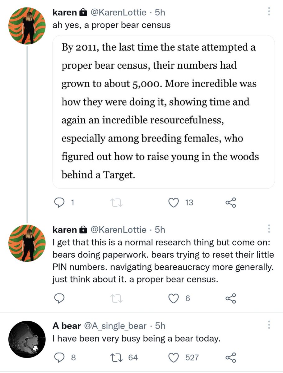 evaniselsewhere's tweet photo. @KarenLottie Of course I see your tweet and then a tweet from @A_single_bear right below it https://t.co/YX315FlO70