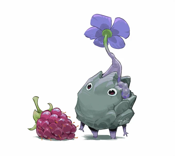 rock pikmin with mild trauma to exoskeleton (he's doing fine) 