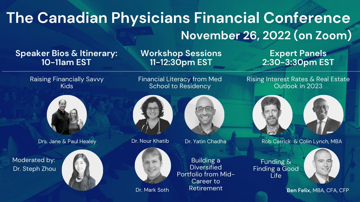 PFIconference's tweet photo. #PFI22 speaker announcement 📢
We're excited to share our speaker bios and itinerary for the upcoming Canadian Physicians Financial Conference. To read full bios visit: https://t.co/GxSLRHJsOy
Register here (tickets are now 50% sold!) 👉 https://t.co/t9FHRFGZyw https://t.co/A1bmbfEE6r
