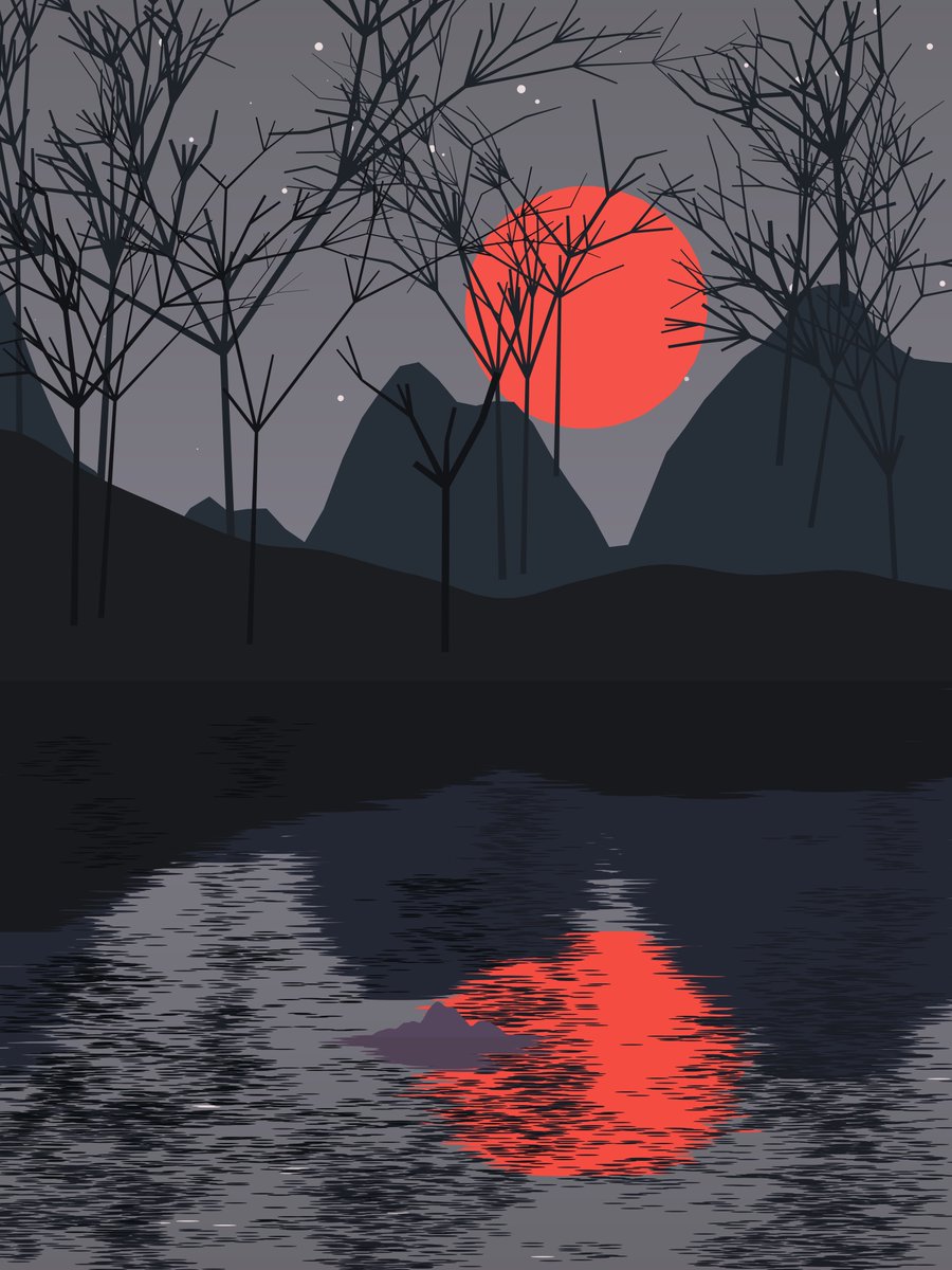 1% of the time, you'll encounter a spooky blood moon 🔴

#generativeart #creativecoding #wip #fxhash #p5js #digitalart