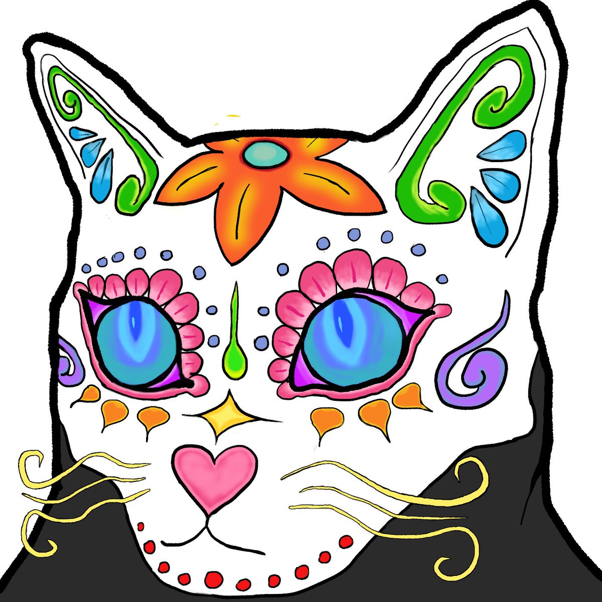 Finished this one on stream today... "Dia de Los Gatos".