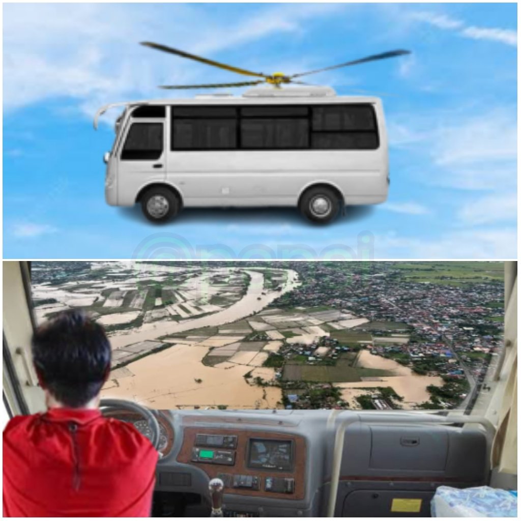 Paps_Caloy's tweet photo. Just In: President Marcos Jr. nag aerial inspection gamit ang Bus. https://t.co/nfvDwRx1Uw