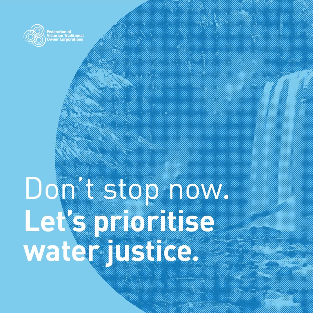 FVTOC's tweet photo. It's time for the Victorian Government to partner with Traditional Owners as equal decision-making authorities in water management.

#dontstopnow #culturecantwait  #springstreet https://t.co/WfIdXsbMj3