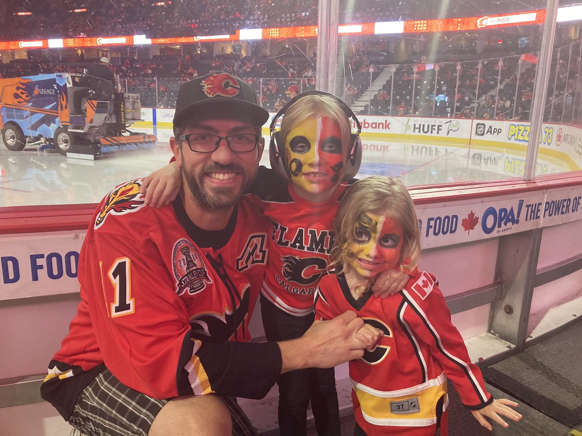 National Daughters Day ended with the girls’ very first <a href="/NHLFlames/">Calgary Flames</a> game. Couple of Beauties right here. They loved all the fire for all the goals.😍 So much like their mother but in such different, amazing ways. #fathersofdaughters