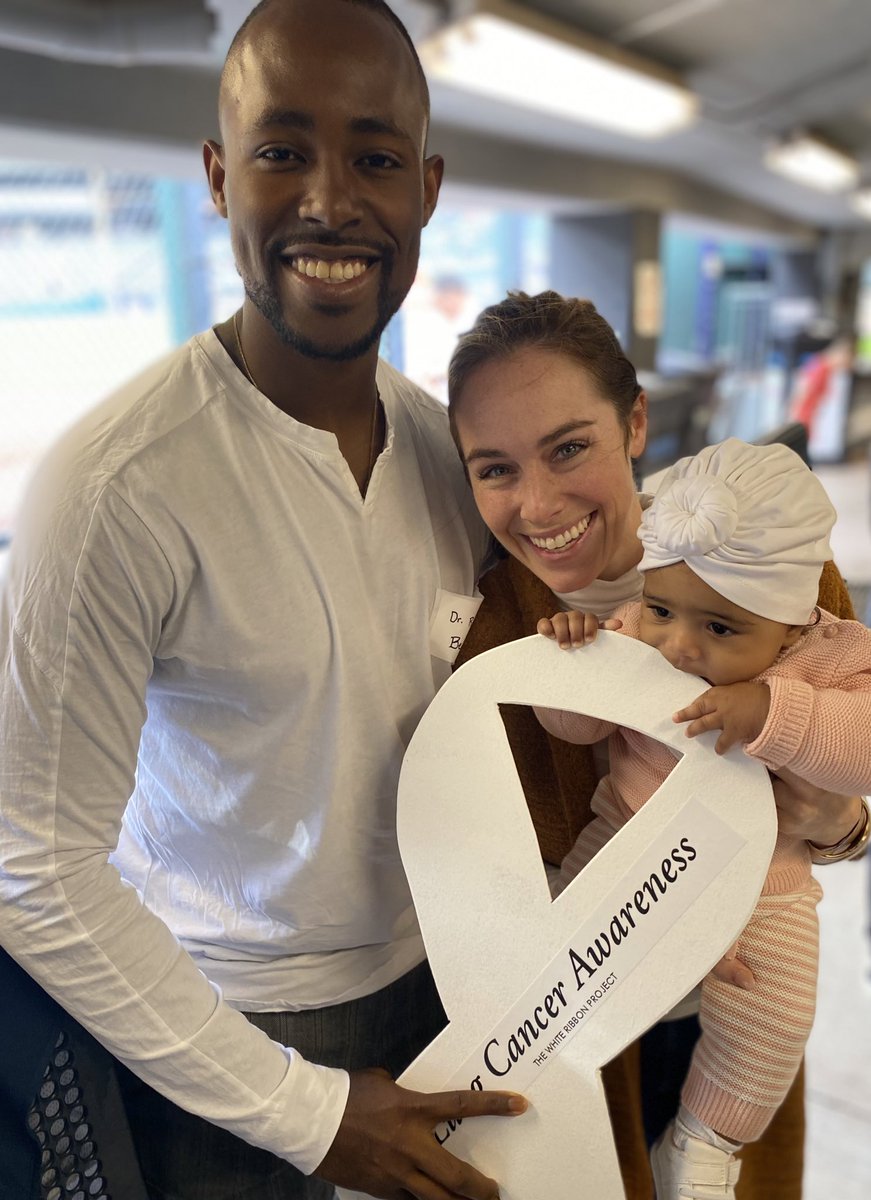We really appreciate Northwestern surgery resident Raheem, Arielle and their beautiful baby Naomi for coming out to the #Whitesox game today with <a href="/chrisdraft/">Chris Draft</a>, <a href="/TheWRP4LC/">The White Ribbon Project™</a>, <a href="/AmLungCSI/">ALCSI</a> &amp; <a href="/lcrf_org/">Lung Cancer Research Foundation</a> to raise #lungcancer &amp; #lungcancerscreening awareness!! @raheembell5 #lcsm #NALC22