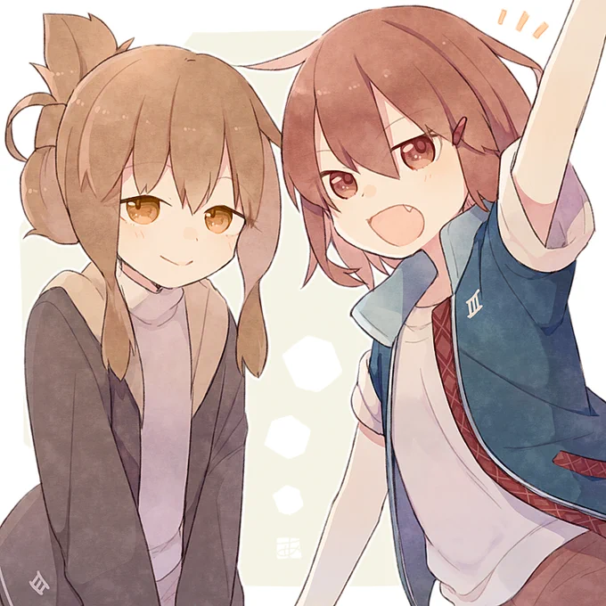 #女の子二人のイラストを貼る見た人もやるほぼ艦これでしか描いてなかった 