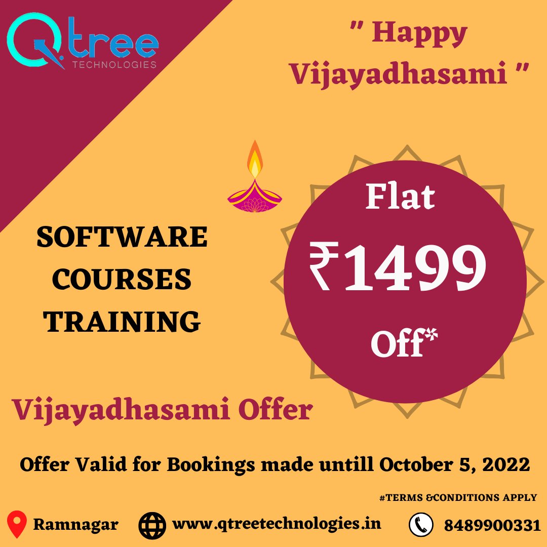 Qtreetech's tweet image. #datasciencecourseincoimbatore #pythoncoachingclassesnearme #digitalmarketingtrainingincoimbatore #softwaretestingcourseincoimbatore #javatrainingincoimbatore #awstrainingincoimbatore #reactjstrainingincoimbatore #happyvijayadhasami #offer #vijayadhasamioffer