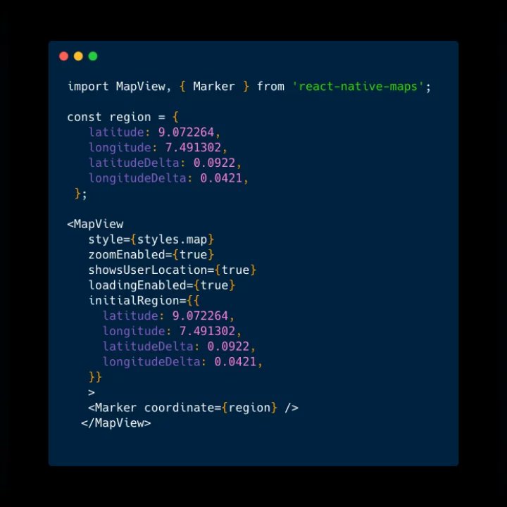 CodeflareTech's tweet photo. Easily display user location on a map with marker in your React Native application.

Don't forget to get an API key and enable maps from Google Console

#codeflare #tech
#reactnative #mobileApp https://t.co/zA3Cv2j4c3