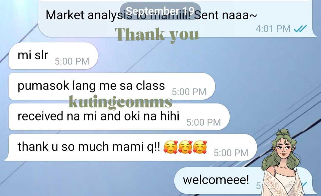 kutingcomms's tweet photo. Feedback from my personal client. We kept in touch kahit ia na ako here kaya I'm vv thankful. Her commissioned tasks revolve around advertisement and marketing plan pati recruitment and selection (hrm). Thank you mami q!
#kutingcomms 75 76 77 https://t.co/UXbHryyRwd