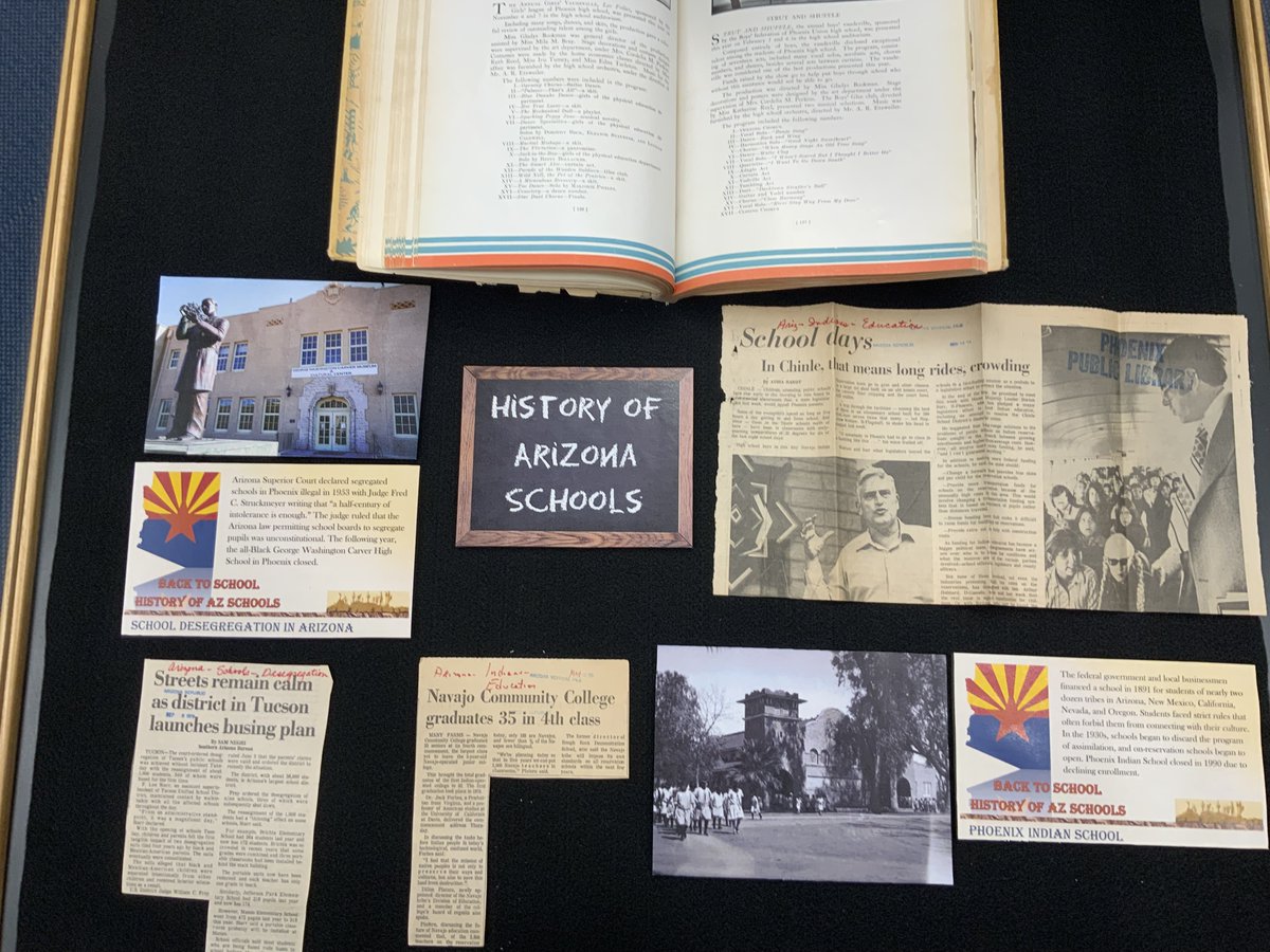 PhxLibrary's tweet photo. Don’t miss the Arizona Room’s Back to School exhibit. ✏️This display features school history from all around #Arizona, including the first Phoenix Union High School yearbook from 1915. It’s full of cool school facts! https://t.co/e5fyS4SkSl #ArizonaRoom #PHX https://t.co/RvVC61A4Ys