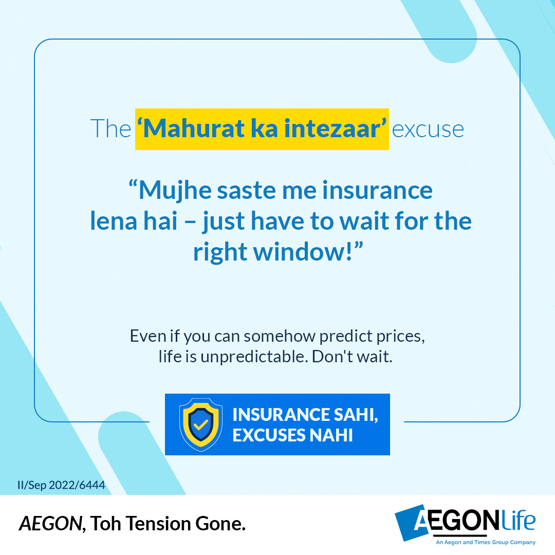 Bandhan_Life's tweet photo. The correct time to get insured?  
Right now. / As soon as possible. / At the earliest. 

#InsuranceSahiExcusesNahi #InsuranceMonth #GetInsured #GetInsurance #AegonLifeInsurance 
#AegonTohTensionGone #InsuranceOnTheGo #DigitalInsurance #EasyInsurance https://t.co/RS3YKwLre5