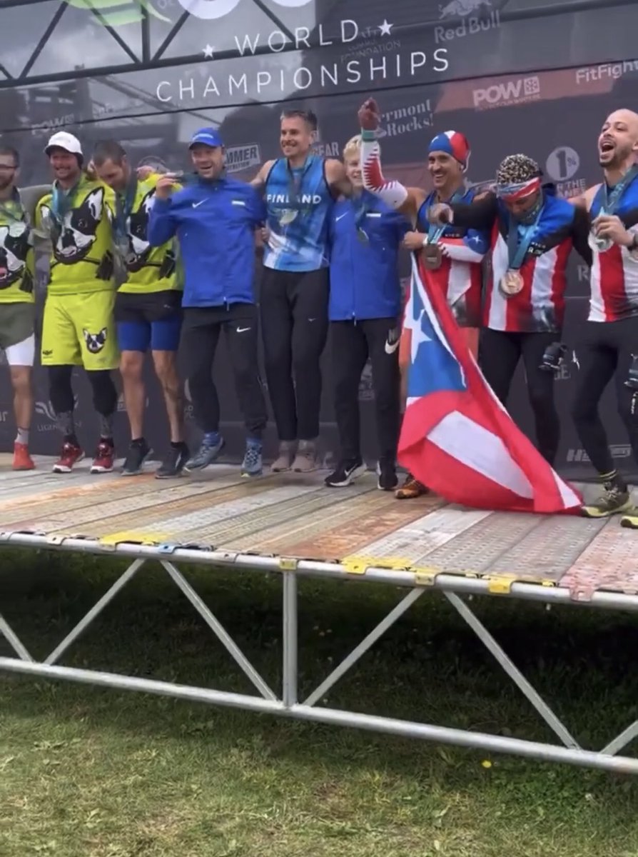JanVonGerich's tweet photo. Teamed up with my friends from Estonia to take first place in the open category of the OCR World Championships team relay in Stratton Mountain, Vermont. @theOCRWC #ocr https://t.co/Xdtm07UM2M