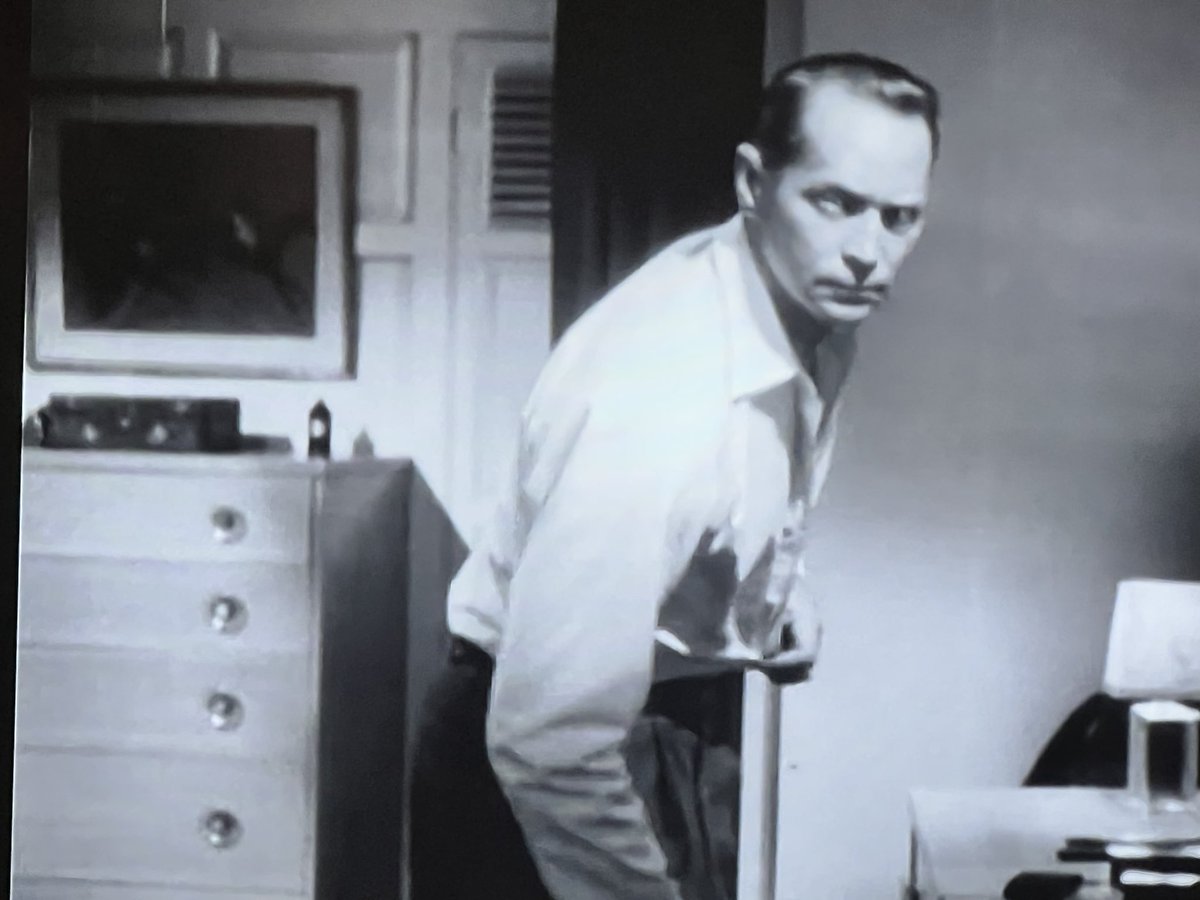 Condimentgrrl's tweet photo. He’s cuter the more suspicious he gets  #NoirAlley #ILoveTrouble #TCMParty https://t.co/oXioPAJ7kE