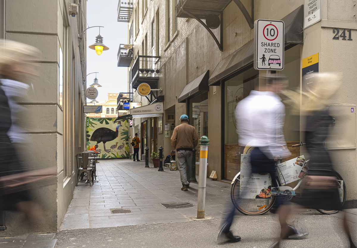metrotunnelvic's tweet photo. It's World Cassowary Day, but where can you spot one in Melbourne?

... Scott Alley! 📍

This 3.6m ‘Dinosaur Bird’ is by Melbourne illustrator @SarahAllen095 

The Metro Tunnel Creative Program is proudly supporting local creatives while we build the Metro Tunnel. https://t.co/E3CQ60WvY9