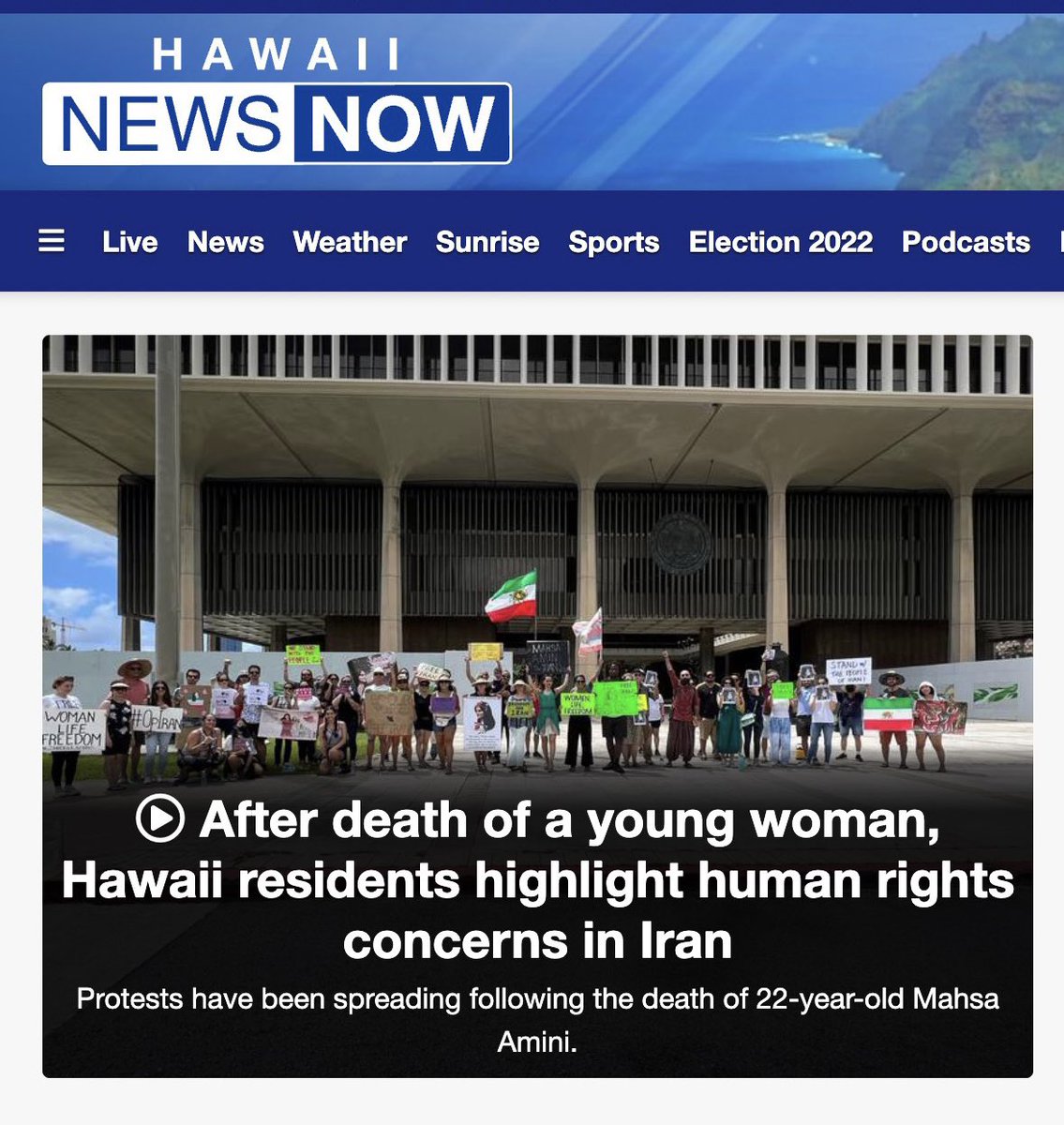 We spread the news in Hawaii today hawaiinewsnow.com/2022/09/26/haw… #mahsaamini
