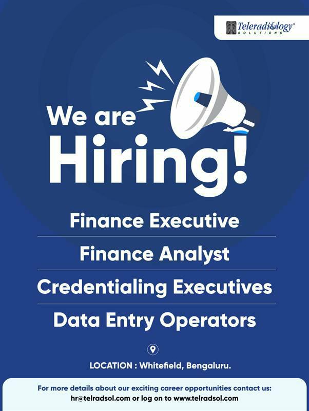teleradsol's tweet image. It is an exciting time to be a member of the Telerad group family. As we expand, we are hiring Finance Executive, Finance Analyst, Credentialing Executives, Data Entry Operators. If you are interested, please contact - hr@telradsol.com.
#hiring #financejobs #FinanceAnalyst