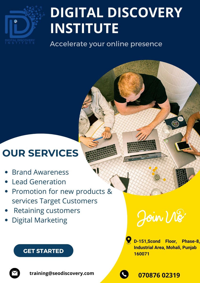 digitaldiscove2's tweet photo. Digital Discovery Institute in Mohali Punjab 
DDI provide digital course and good placement. 
# Contact us/ 070876 02319
https://t.co/kISAXKqcZF
Mail us
training@seodiscovery.com https://t.co/RcTR0RFzix