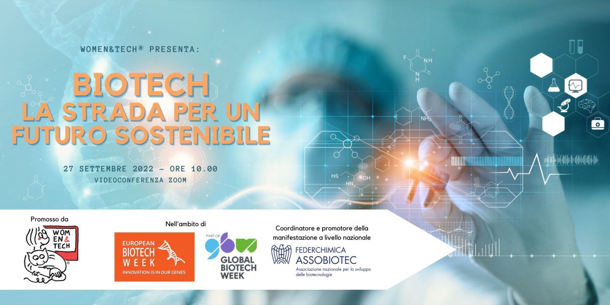 womentech's tweet image. 🟧 #SaveTheDate || Non mancate al nostro evento "Biotech: la strada verso un futuro sostenibile" in occasione della #EuropeanBiotechWeek2022! 

📅 Domani 27/9 ore 10.00 via Zoom
👉ISCRIZIONI👉us02web.zoom.us/webinar/regist…  

🟠 @biotechweek @AssobiotecNews 

#BiotechWeek #EBW #EBW2022