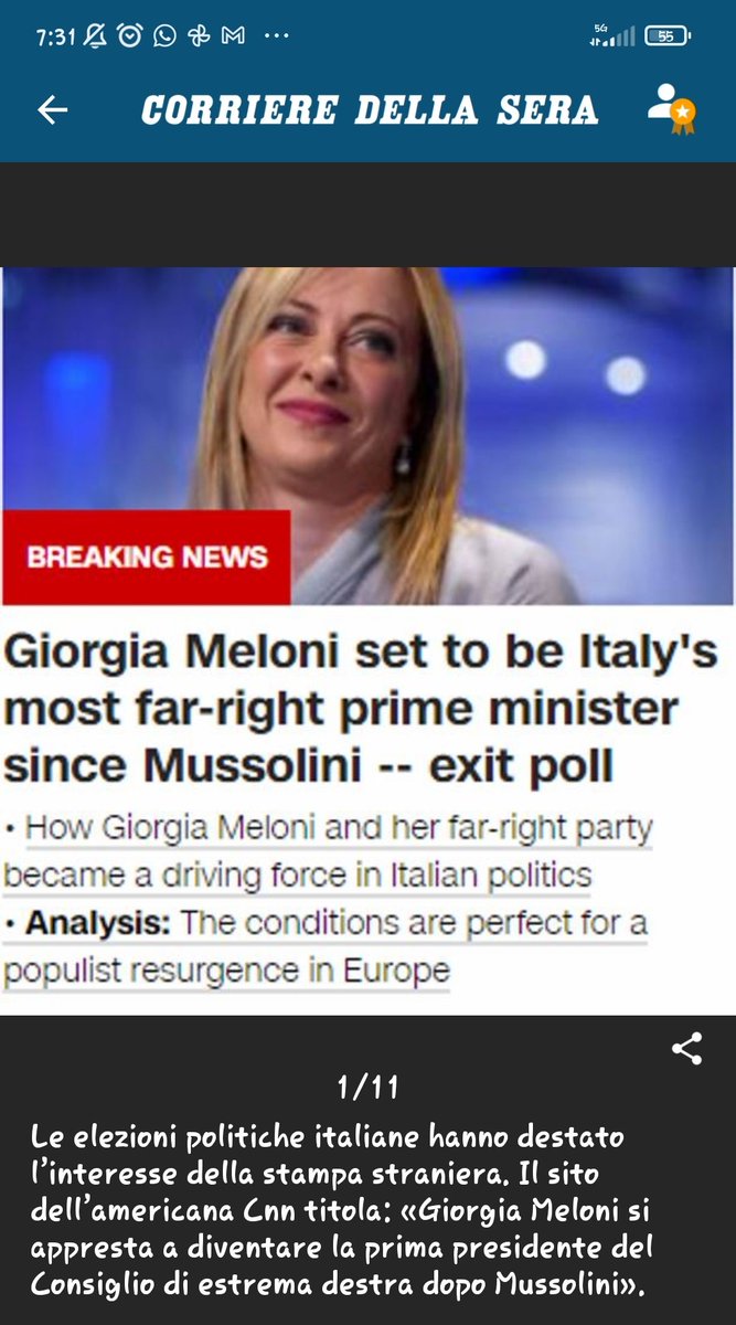 Seimparassimo65 🇺🇦🏳️🌈 (@donatel65682407) on Twitter photo I titoli di stampa estera: definiscono la Meloni "la prima presidente del Consiglio dopo Mussolini"
Ricevere gli applausi da Orban e Le Pen..
Io mi vergogno. Dio come mi vergogno di essere italiana.
E sono angosciata. E delusa. E schifata
#ElezioniPolitiche22 I titoli di stampa estera: definiscono la Meloni "la prima presidente del Consiglio dopo Mussolini"
Ricevere gli applausi da Orban e Le Pen..
Io mi vergogno. Dio come mi vergogno di essere italiana.
E sono angosciata. E delusa. E schifata
#ElezioniPolitiche22