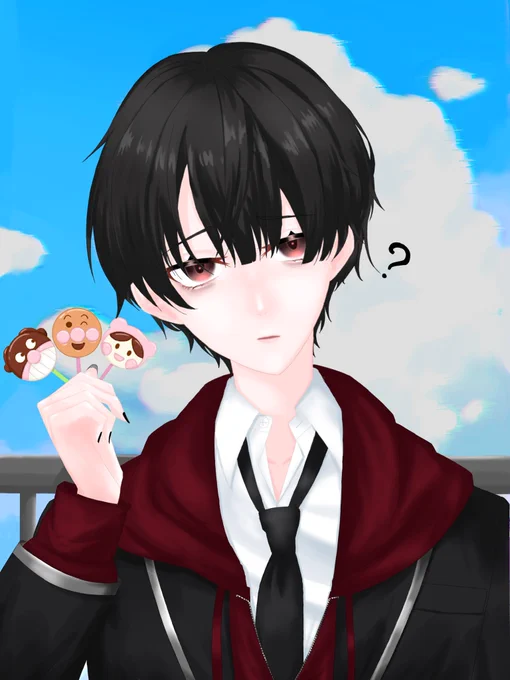 差分アンパンマンチョコ持ってる葛葉が描きたかっただけちなみにグラデーションなってるの描きたかったからグラデ上げたけど全頭黒髪が一番お気に入り() 