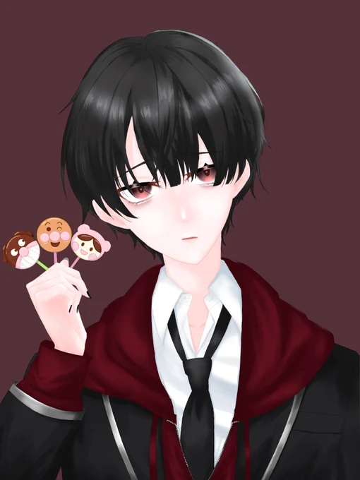 差分アンパンマンチョコ持ってる葛葉が描きたかっただけちなみにグラデーションなってるの描きたかったからグラデ上げたけど全頭黒髪が一番お気に入り() 