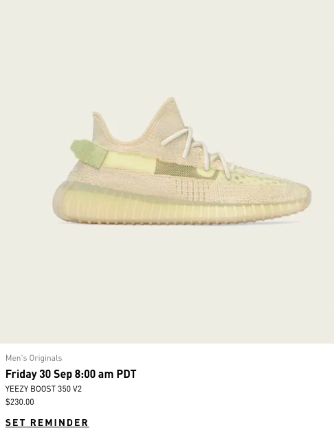 Ad: adidas Yeezy Boost 350 V2 'Flax' loaded on adidas Calendar, September 30th => bit.ly/3vHTwcZ

*should be loaded on CONFIRMED app soon

DOWNLOAD => bit.ly/3gnphj2