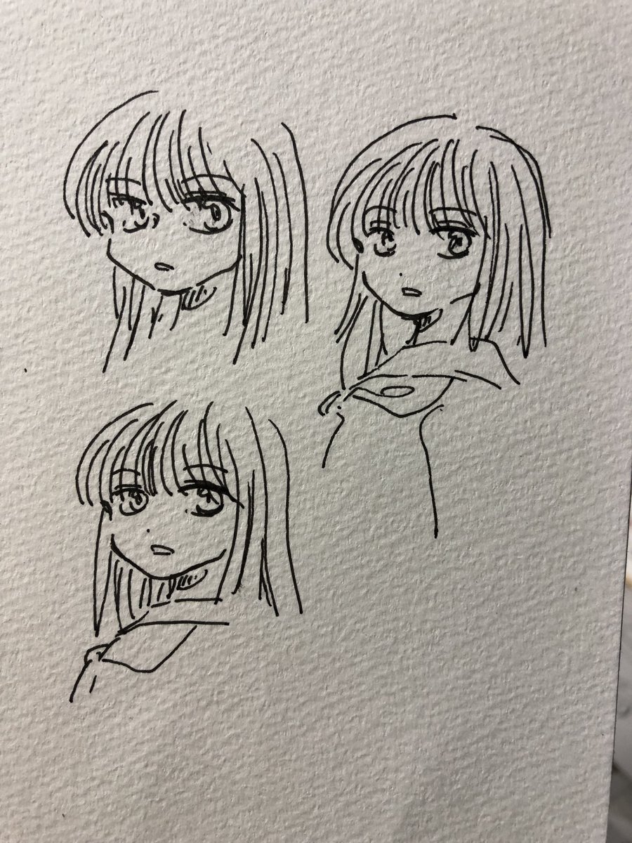 タッチを変えるってどうすればいいんだろうと描いてみたけどあまり変わらないって言うね。左上はいつもの 
