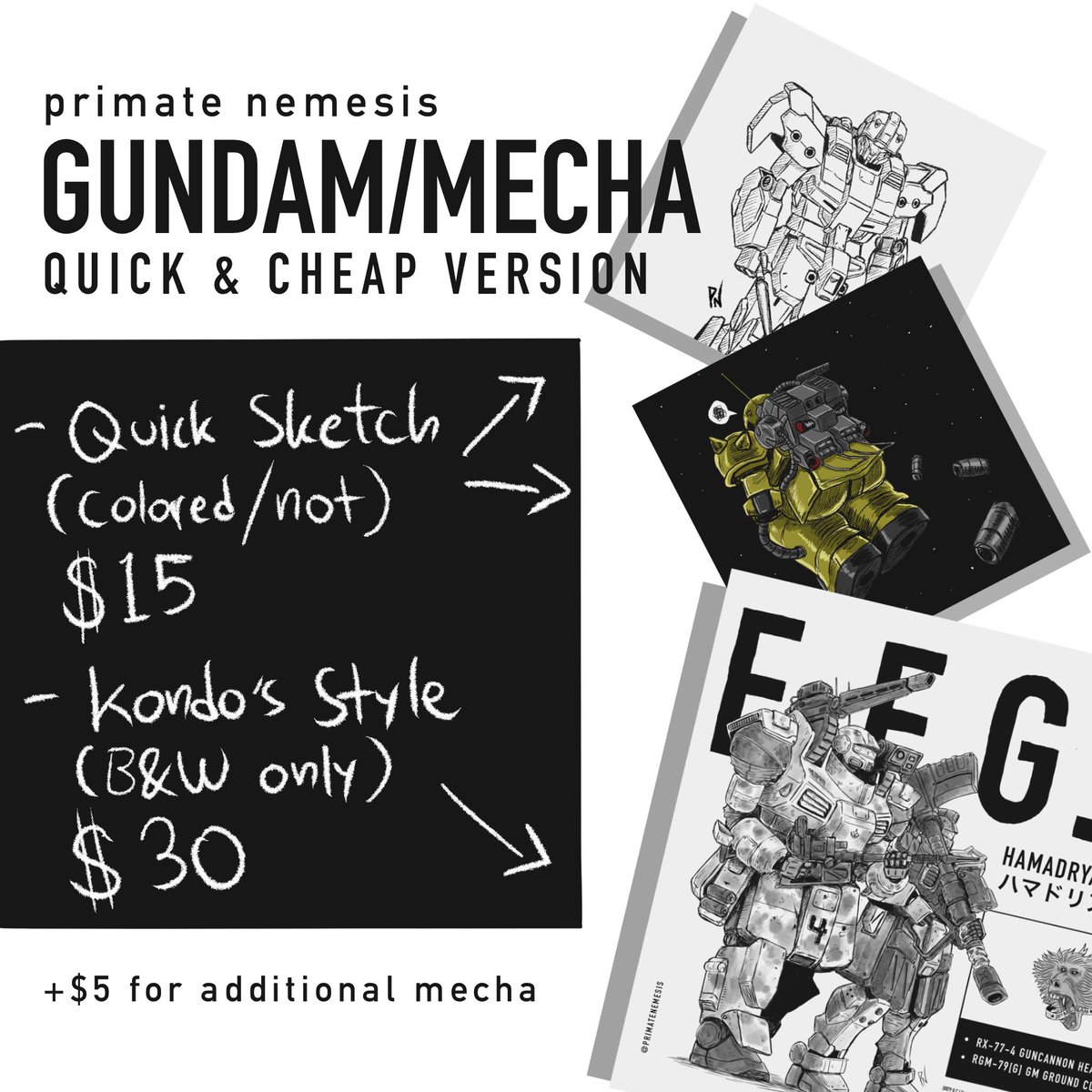 PrimateNemesis's tweet photo. Okay guys, get your sketches now! Unlimited slots! #gundam #ガンダム #cheapversion #mecha #commissions #artcommissions #opencommission #digitalart contact me for more infos 😶🌫️ https://t.co/N6gBp2G7OX
