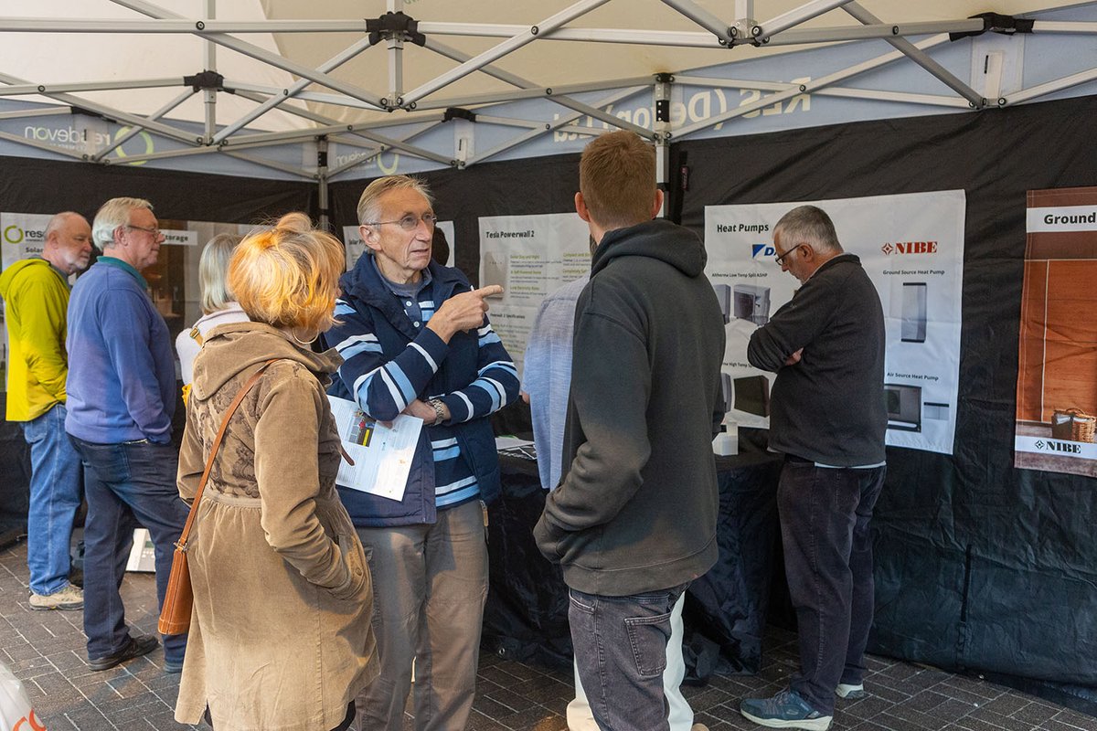 Lots of interest in solar PV and batteries at the <a href="/RESDevon/">RES Devon Ltd</a> stand at the #361EnergyFair in Barnstaple Pannier Market on Sunday
