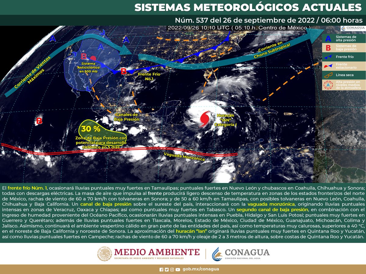 conagua_clima's tweet photo. Imagen de fenómenos #Meteorológicos actuales de las 06:00 horas en:  
https://t.co/3mS1XkyKyS https://t.co/8SHDZbh7z4