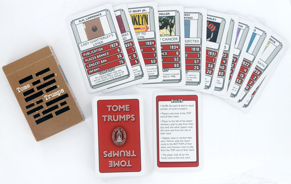 Now for sale on our website: Tome Trumps - our Top Trumps style #BannedBooks card game! A deck of 40 cards, with fun facts - for example, did you know the last attempt to ban the Decameron in the UK happened in 1954... in Swindon! blackwell.co.uk/rarebooks/book…