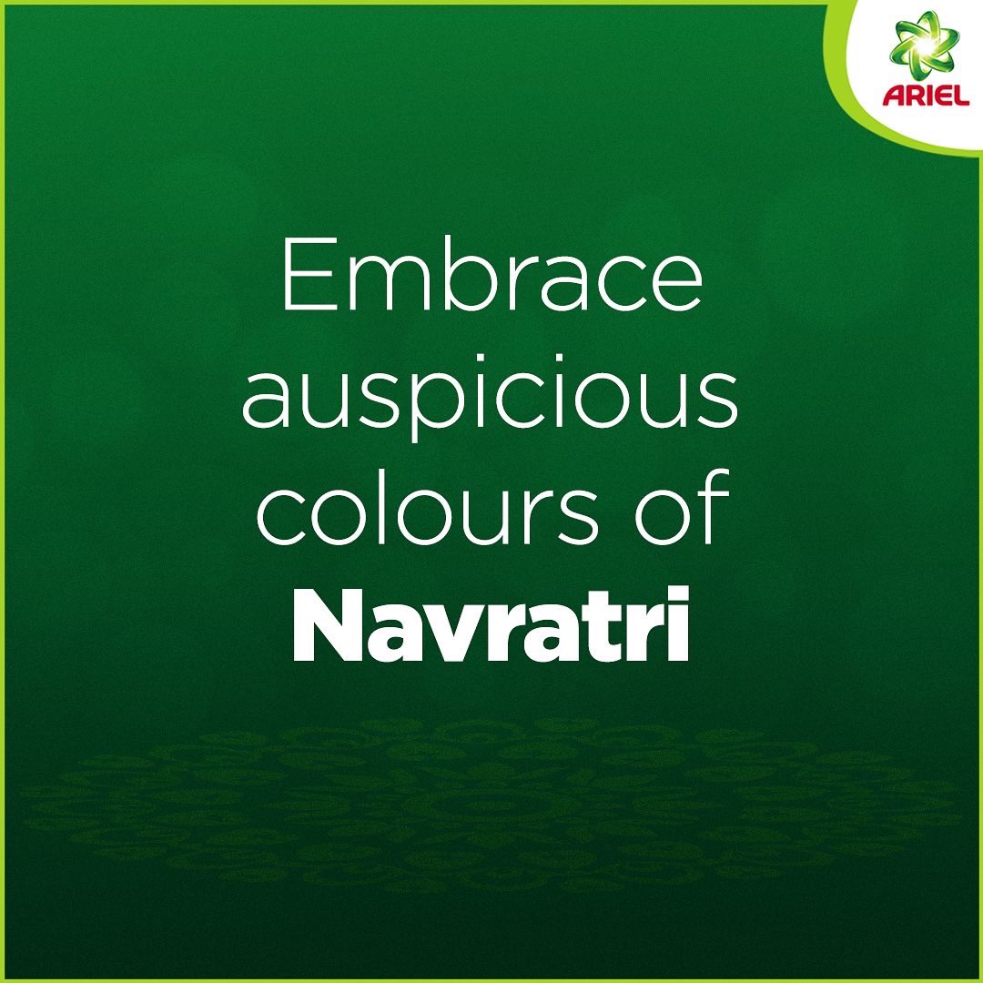 Celebrate colors of 9 days without worrying about tough stains with Ariel. Happy Navratri #Ariel #ArielIndia #Navratri2022 #NavratriDay1 #HappyNavratri