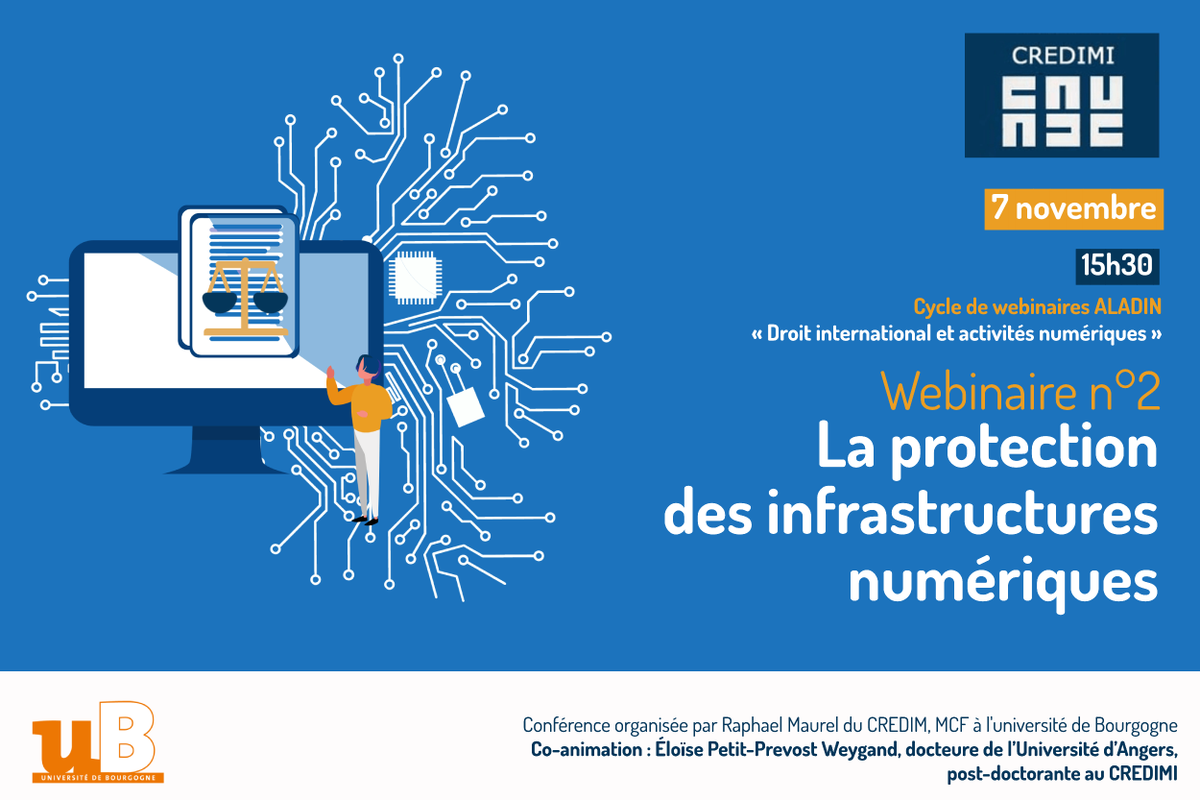LaboCredimi's tweet image. [ À vos agendas !] 📆
Le 2° webinaire du cycle Aladin "La protection des infrastructures numériques" se déroulera le 7 novembre. 
Inscription et programme 👉lnkd.in/gTnU4zfN