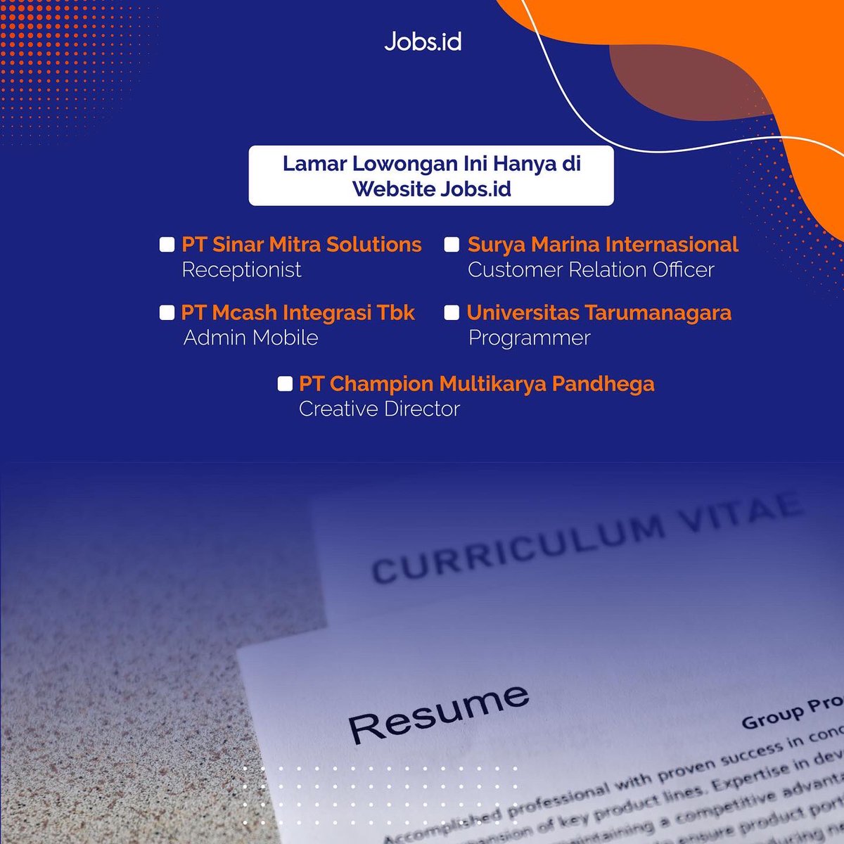 jobsdotid's tweet photo. Hai Jobs Seekers!
Terdampak layoffs adalah hal yang menyulitkan bagi seorang karyawan.

https://t.co/aKgCUWR0kB akan memberikan beberapa lowongan yang dapat membantu kamu☺️

Good luck!! 

#jobsdotid #infoloker #freshgraduate #carikerja #bekerja #berkarir #tipsberkarir https://t.co/0xFPOpbVQ2
