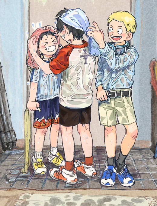 現パロ時空少年玄関にタオルが常備されてるといい 