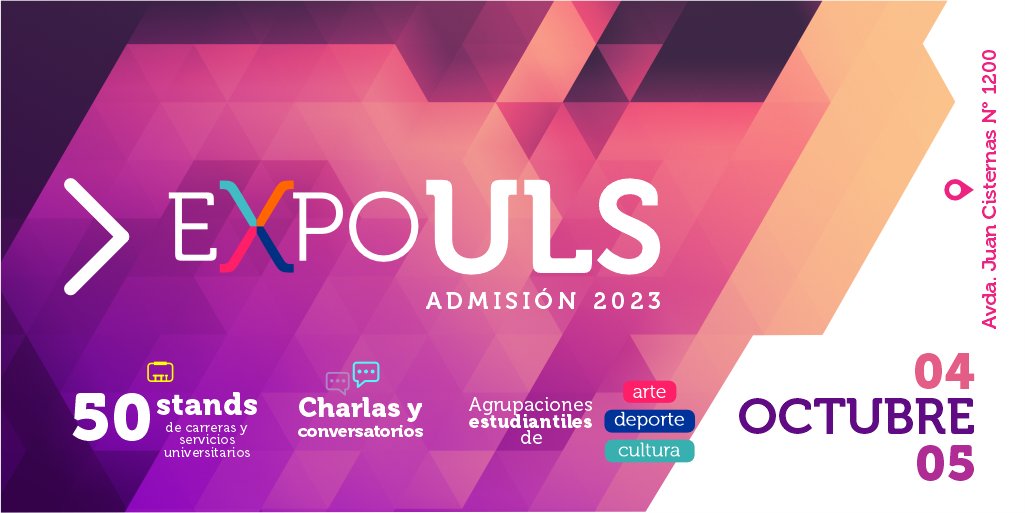 userena's tweet photo. ⭕️Conoce nuestras carreras y beneficios en #ExpoULS
4 y 5 de octubre
Preinscripciones establecimientos👉https://t.co/KT9YEWDUuI
#admisión2023 @admision.uls https://t.co/NVjBptyxaK