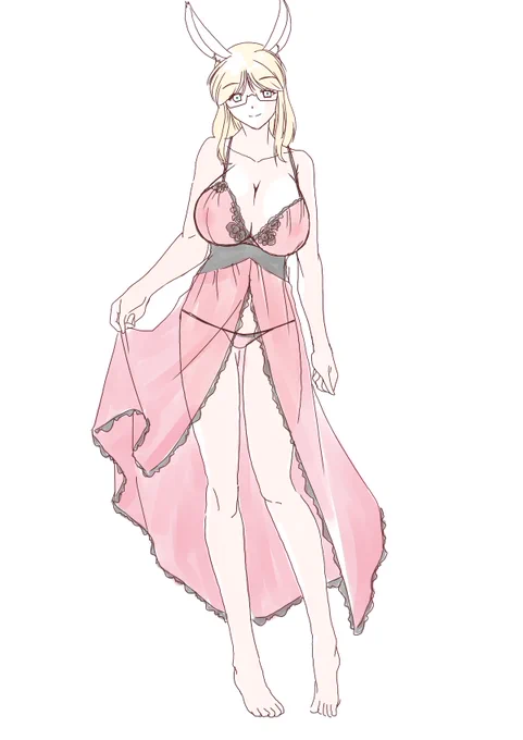 ネグリジェのバニーママさん的なもの描いてみたんだけど 