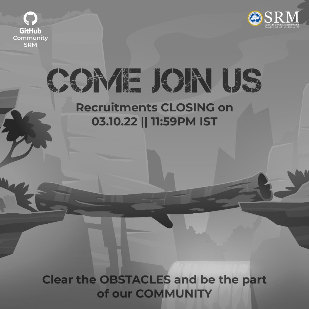 GithubSrm's tweet photo. Our motto says, “Alone we can do so little, together we can do so much.” Adhering to that we have started GitHub Community SRM's expansion.

1st and 2nd year students are most welcome.

Register on https://t.co/wLjkrwH7op

#github #githubsrm #githubeducation #srmist https://t.co/2HTrHPvTw1