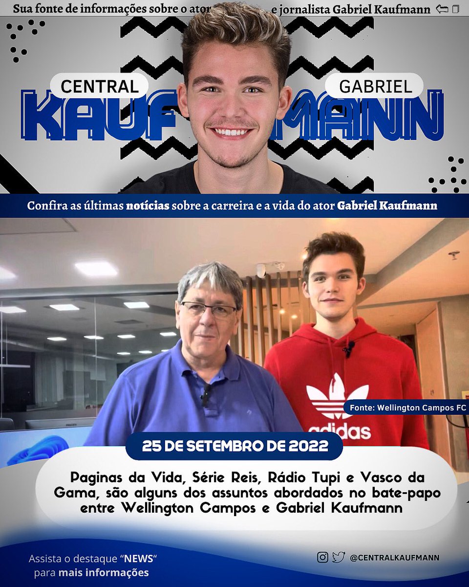 (…) Páginas da Vida, Série Reis, Rádio Tupi e Vasco da Gama, são alguns dos assuntos abordados no bate-papo entre <a href="/wellingcampos/">wellington campos</a> e @kavfmann 

youtu.be/_lQdPBvQkSs