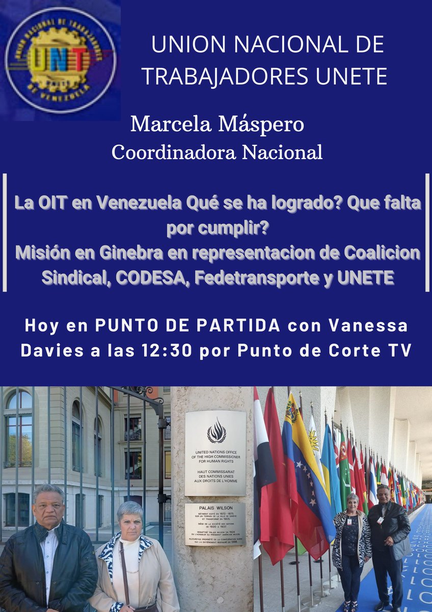 Hoy en <a href="/Punto_DeCorte/">PuntoDeCorte.net</a> estaremos hablando sobre la misión a Ginebra de la semana pasada, entrega de informes a la ONU y contacto con la CPI #OITenVenezuela #LibertadParaTrabajadoresPresos #LibertadinmediataEmilioNegrin #DerogaciónInstructivoONAPRE #UnidadLuchaYCalle #ReenganchesYa
